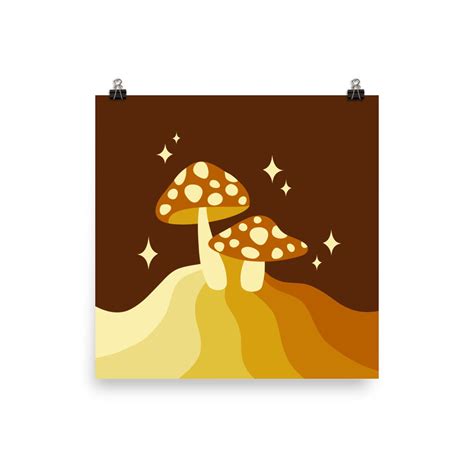 70s Mushroom Wall Art Print 70s Poster Vintage Mushroom Etsy