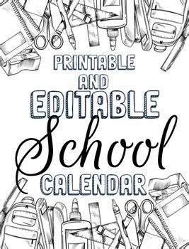 Printable & Editable School Calendar (Any Year/Dates!) by YO Designs