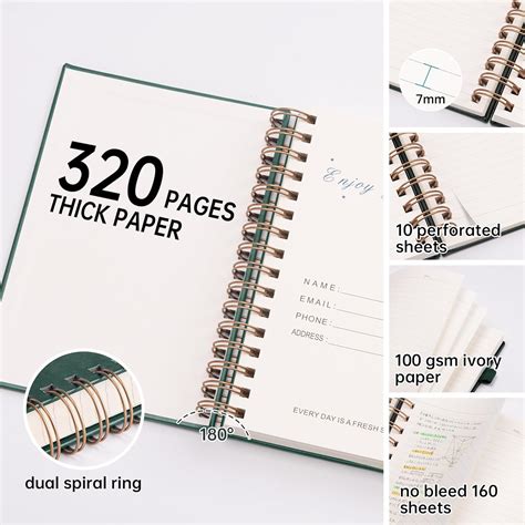 Cuaderno de diario forrado en espiral con 320 páginas cuadernos de