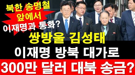 쌍방울 김성태 이재명 방북 대가로 300만 달러 대북 송금 북한 송명철 앞에서 이재명과 통화 [rnb 레지스탕스tv