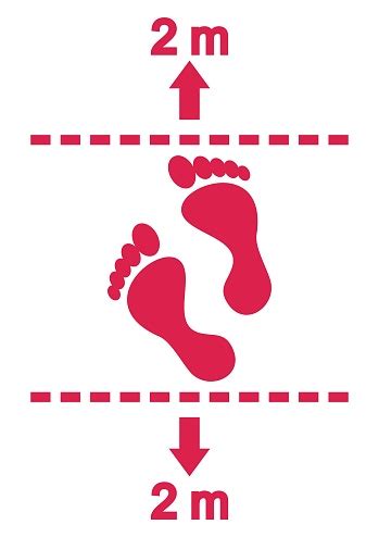 jarak aman dua meter siluet merah ikon vektor ilustrasi stok