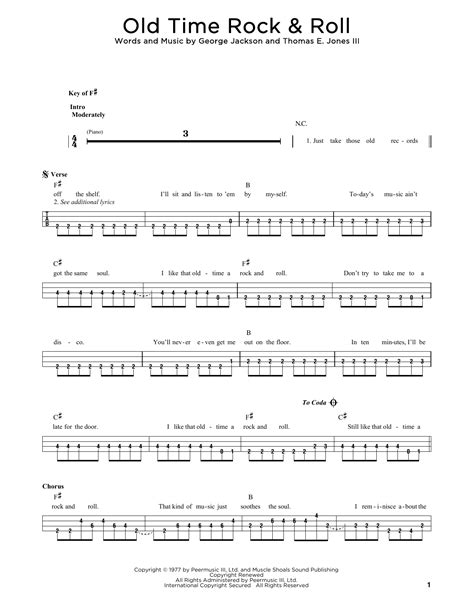 Old Time Rock And Roll By Bob Seger Easy Bass Tab Guitar Instructor