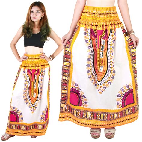 White And Yellow African Dashiki Skirt For Women Dashiki Shirt African