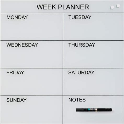Magnetisk Glastavle Med Ugeplan Og Notesfelt Se Her Lomax