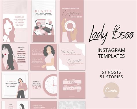 Lady Boss Instagram Templates Female Entrepreneur Posts Ig Etsy