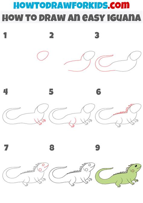 How To Draw An Iguana Easy Drawing Tutorial For Kids