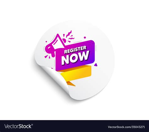 Register now paper banner free registration tag Vector Image