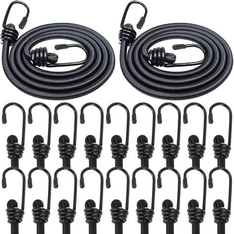 SwiftGlow 20 PCS Bungee Cords With Hooks 36 Inch Adjustable Bungy Cords