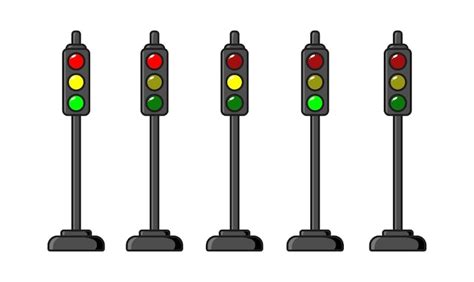 Premium Vector A Set Of Traffic Lights With A Green And Yellow Sign