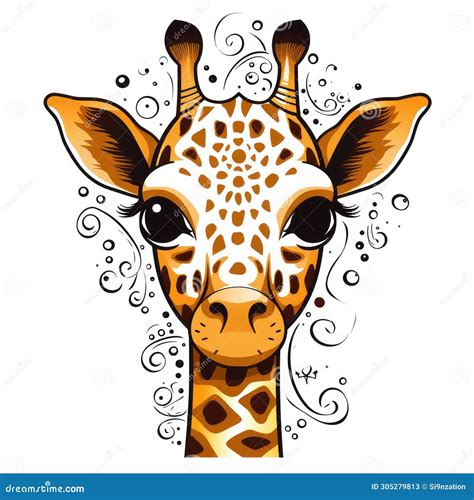 Chibi Giraffe Tshirt Design Graphic Cute Kawaii Style Stock