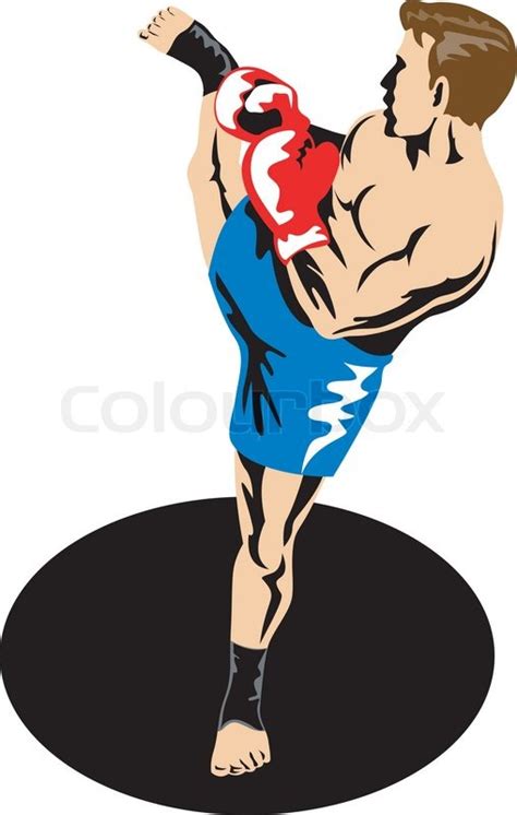 Illustration Of A Kickboxer Kicking Stock Vector Colourbox