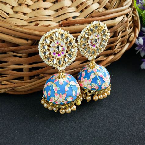 Bollywood Style Dark Blue Jhumka Earring Fashioncrab Indian