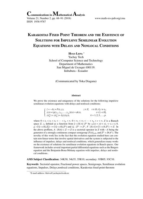 Pdf Karakostas Fixed Point Theorem And The Existence Of Solutions For