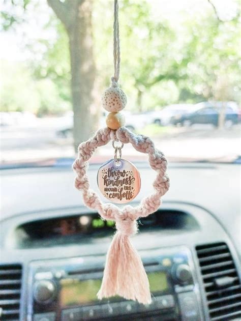 Think Happy Thoughts Rearview Mirror Car Charm Car Hanger