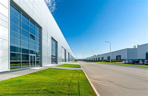 Exterior of Modern Warehouse with Office Units Stock Image - Image of ...