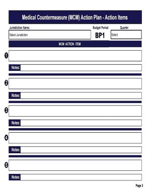 Fillable Online Medical Countermeasure MCM Action Plan Budget Period