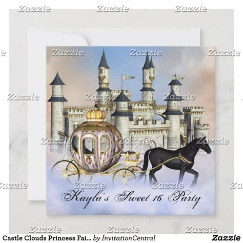 Castle Clouds Princess Fairytale Sweet 16 Party Invitation Zazzle Sweet 16 Party Invitations