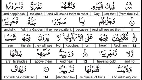 Surah Al Insan By Al Afasy Word For Word English Translation