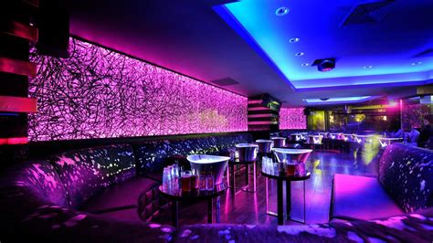 Architecture design bar lighting night club neon lounge wallpaper | (83456)