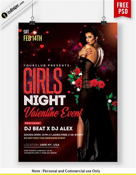 Girls Night Valentine S Day Flyer Free PSD Template Indiater