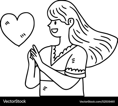 A Woman With Long Hair Is Holding Her Hands Up Vector Image