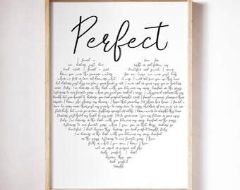 Ed Sheeran Perfekt Songtexte Hochzeit Lied Herzdruck Etsy Novelty