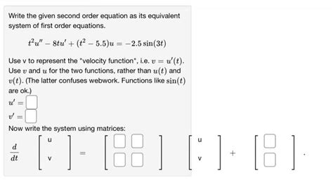 Solved Write the given second order equation as its | Chegg.com