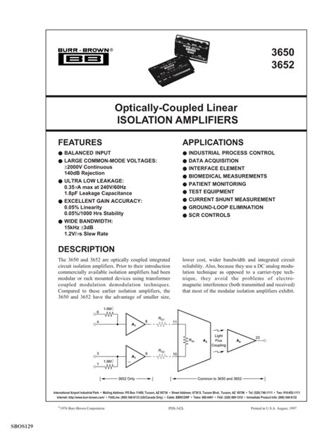 Optically Coupled Linear Isolation Amplifier