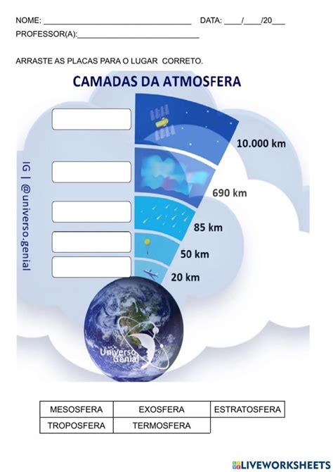 Camadas Da Atmosfera Activity Actividades Cuadernos Interactivos Fichas