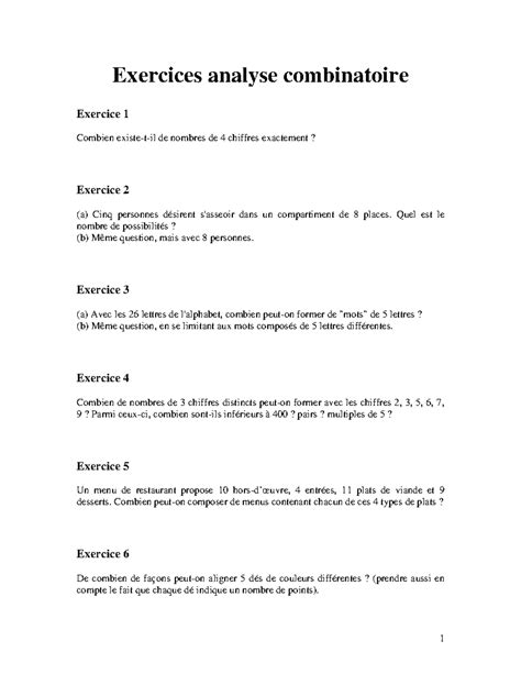 Ex 4a Combinatoire 2 Ok C Est Partie Exercices Analyse