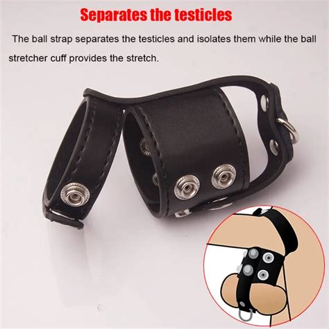 Male Leather Scrotum Testicle Squeeze Ring Penis Stretcher Enhancer