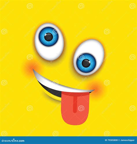 Crazy Emoji Isolated On Yellow Background Silly Face Emoticon 3d