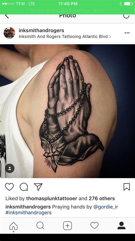 Praying Hands Rosary Cross Crucifix Crucifix Tattoo Hand Tattoos For