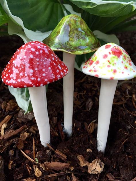 Ceramic Mushroom Set Ofthree Medium Ceramic Mushrooms Etsy Stuffed