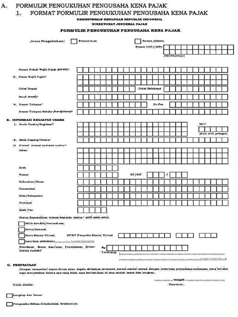 Formulir Pengukuhan Pkp Terbaru Pdf Pdf