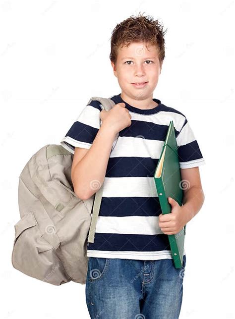 Back To School Beautiful Student Boy Stock Image Image Of Isolated