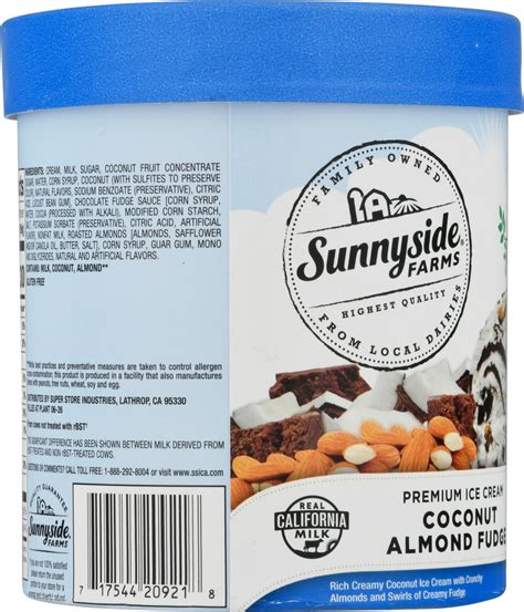 Sunnyside Farms Ice Cream Premium Coconut Almond Fudge Planogram Back