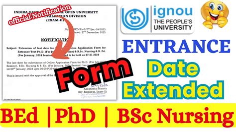 IGNOU BEd PhD BSc Nursing Entrance Form Fillup क Last Date बढ गय