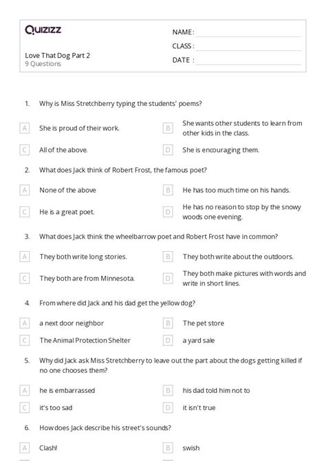 Poems Worksheets For Nd Grade On Quizizz Free Printable