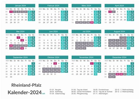 Ferien Rheinland Pfalz Ferienkalender Bersicht