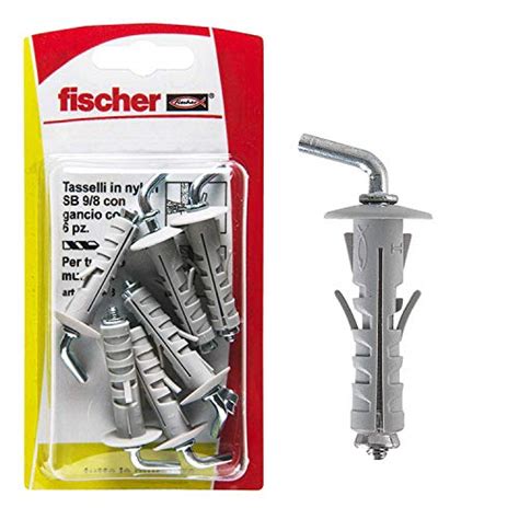 Fischer 6 Tasselli SB 9 Con Gancio Corto Universali Per Il Fissaggio