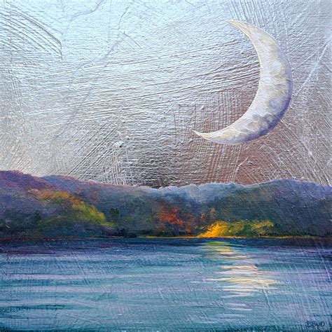 Bridget Bossart Van Otterloo Paintings Crescent Moon Over Seneca Lake