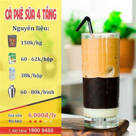 Cách pha cafe sữa đá 4 tầng ngon Công thức pha chế