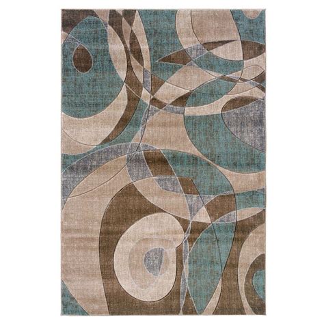 Linon Home Decor Milan Collection Brown And Turquoise 8 Ft X 10 Ft 3