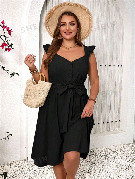 Shein Frenchy Vestido Elegante E Simples De Mangas Curtas Cor