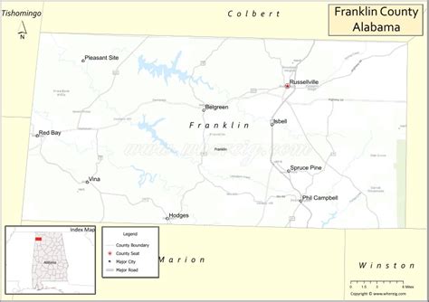 Map of Franklin County, Alabama - Thong Thai Real