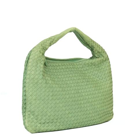 Bottega Veneta Veneta Shoulder Bag In Green Leather Bottega Veneta Bag Bags Shoulder Bag