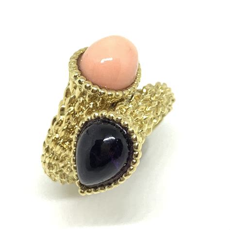 Boucheron Serpent Boheme Toi Et Moi Coral Amethyst K Yellow Gold Ring