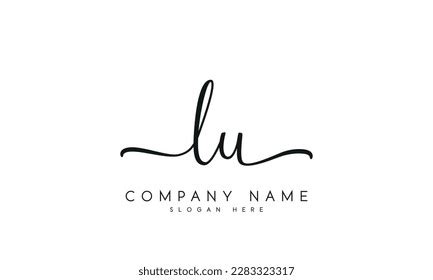 Letter Nu Logo Design Handwriting Signature Stock Vector Royalty Free