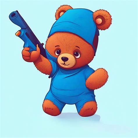 Premium AI Image Try Me Slogan With A Cool Bear Doll Carrying A Rifle